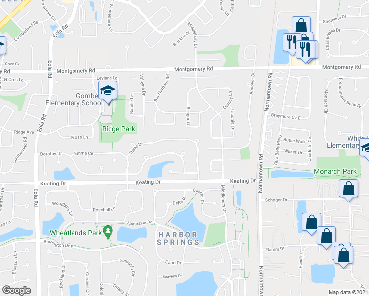 map of restaurants, bars, coffee shops, grocery stores, and more near 2980 Dorothy Drive in Aurora