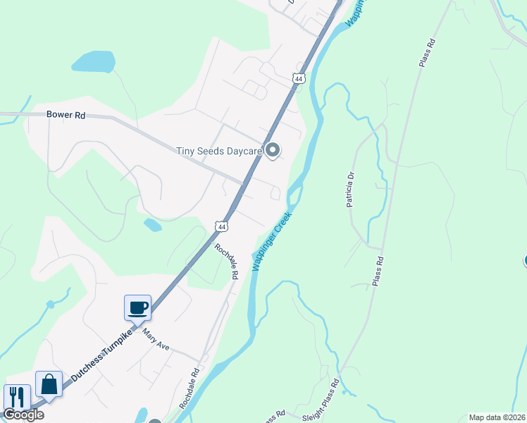 map of restaurants, bars, coffee shops, grocery stores, and more near 1308 U.S. 44 in Poughkeepsie