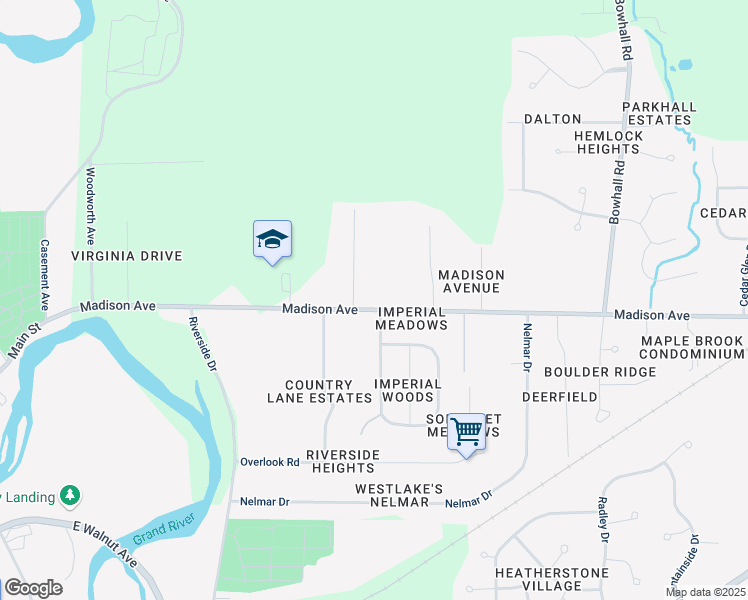 map of restaurants, bars, coffee shops, grocery stores, and more near 969 Madison Avenue in Painesville