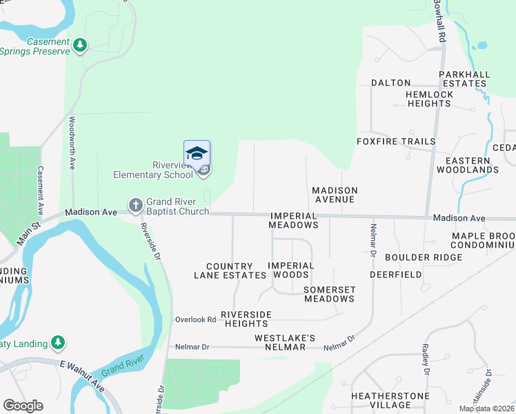 map of restaurants, bars, coffee shops, grocery stores, and more near 951 Madison Ave in Painesville