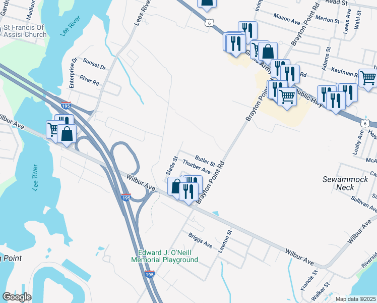 map of restaurants, bars, coffee shops, grocery stores, and more near 150 Butler Street in Somerset