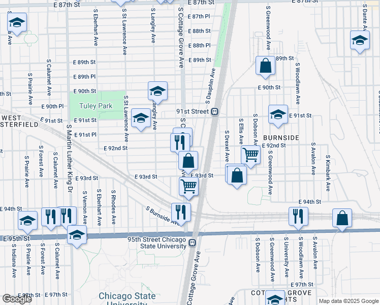 map of restaurants, bars, coffee shops, grocery stores, and more near in Chicago