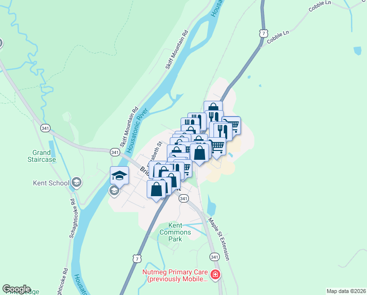 map of restaurants, bars, coffee shops, grocery stores, and more near 10 Lane Street in Kent