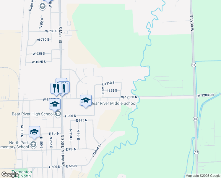 map of restaurants, bars, coffee shops, grocery stores, and more near 477 East 1325 South in Garland