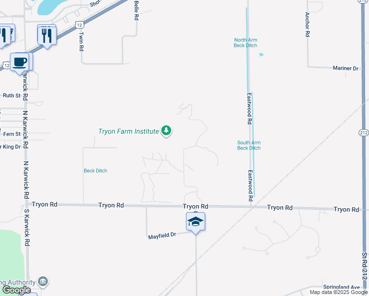 map of restaurants, bars, coffee shops, grocery stores, and more near 1499 Tryon Farm Rd in Michigan City