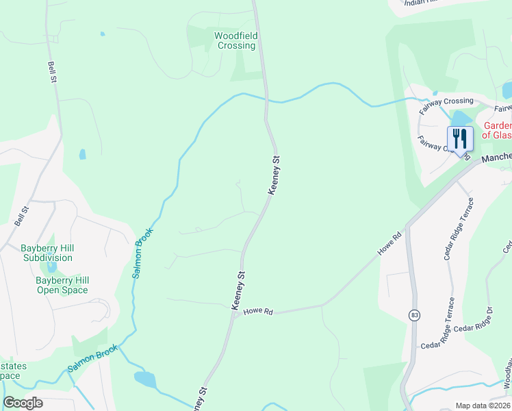 map of restaurants, bars, coffee shops, grocery stores, and more near 12 Old Reservoir Road in Glastonbury