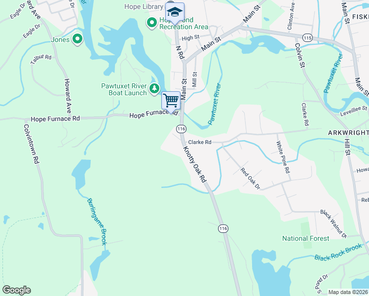 map of restaurants, bars, coffee shops, grocery stores, and more near 974 Rhode Island 116 in Coventry