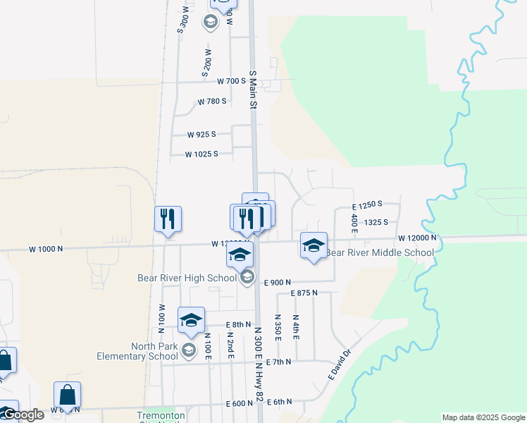 map of restaurants, bars, coffee shops, grocery stores, and more near 1234 South Main Street in Garland