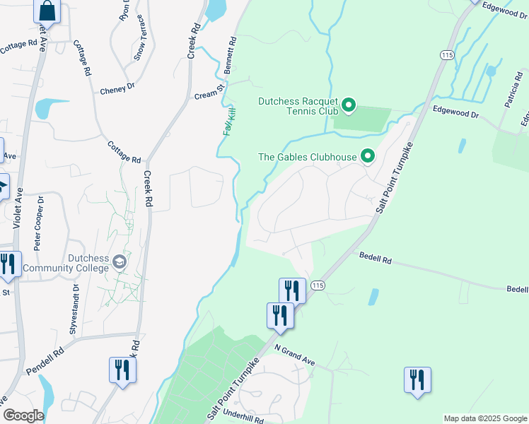 map of restaurants, bars, coffee shops, grocery stores, and more near 54 Vero Drive in Poughkeepsie