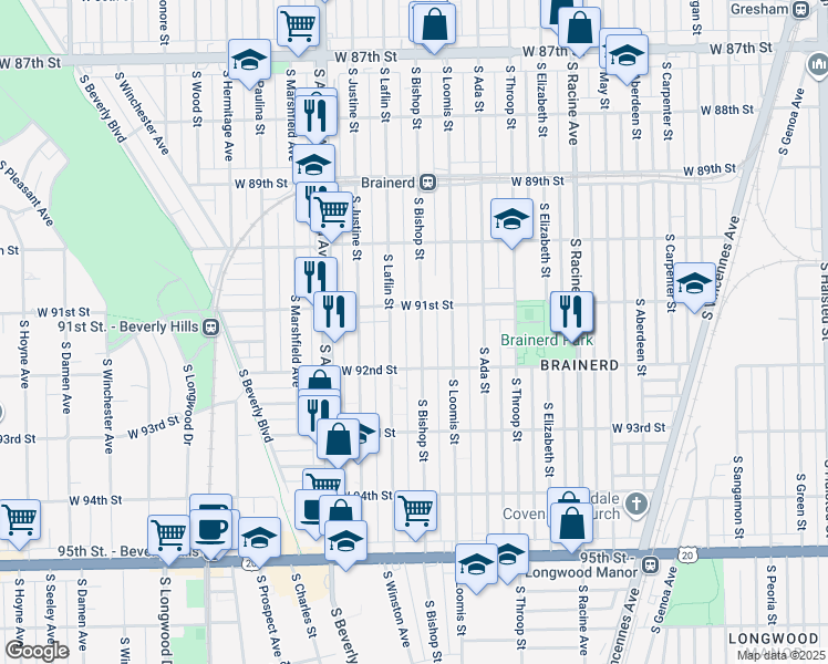 map of restaurants, bars, coffee shops, grocery stores, and more near in Chicago