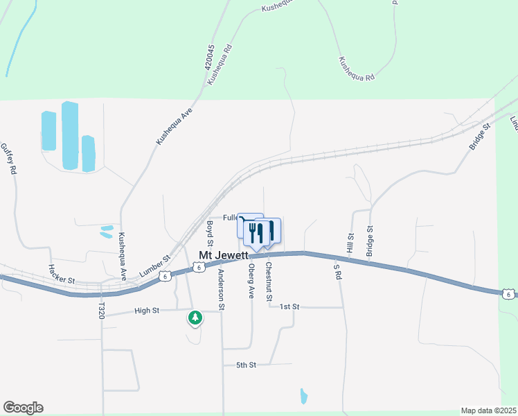 map of restaurants, bars, coffee shops, grocery stores, and more near 11 McClellan Avenue in Kane