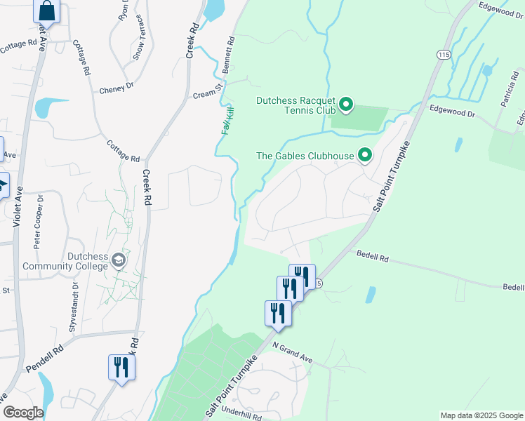 map of restaurants, bars, coffee shops, grocery stores, and more near 54 Vero Drive in Poughkeepsie