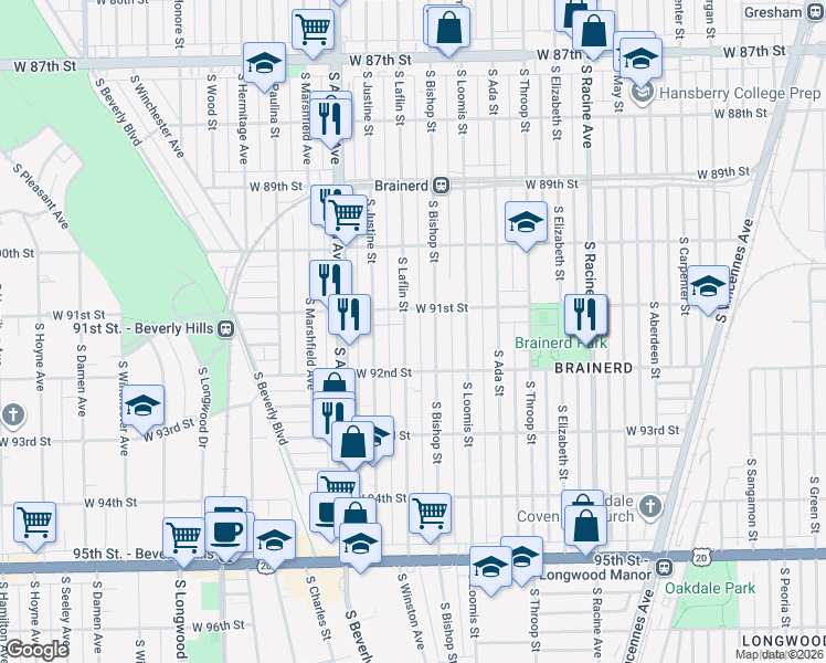 map of restaurants, bars, coffee shops, grocery stores, and more near in Chicago