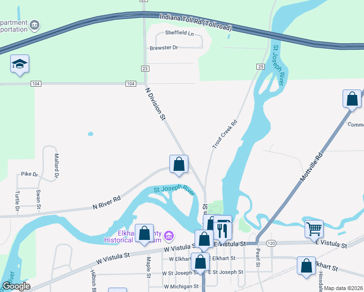 map of restaurants, bars, coffee shops, grocery stores, and more near 900-904 North Division Street in Bristol