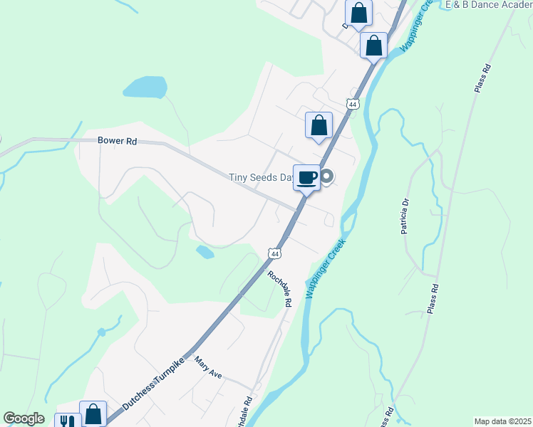 map of restaurants, bars, coffee shops, grocery stores, and more near 204 Bower Rd in Poughkeepsie