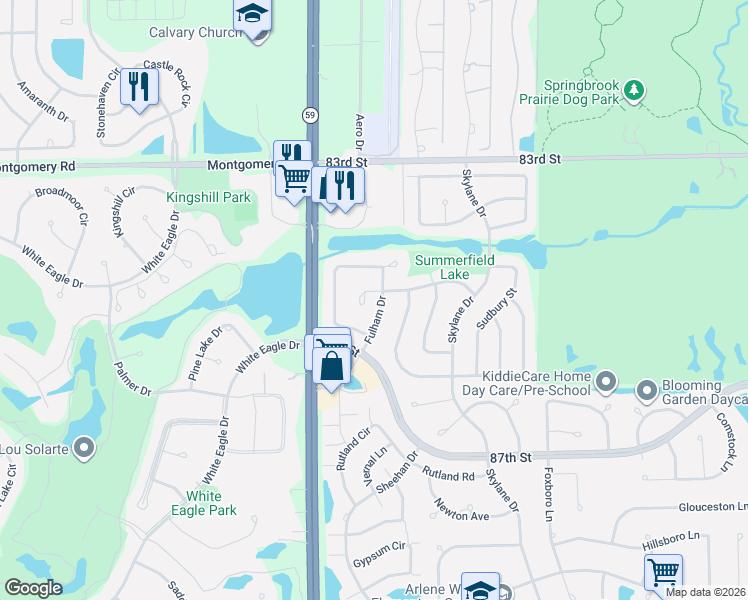map of restaurants, bars, coffee shops, grocery stores, and more near 2906 Stockton Court in Naperville