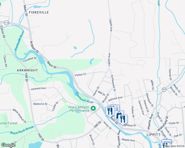 map of restaurants, bars, coffee shops, grocery stores, and more near 34 Highland Avenue in Coventry
