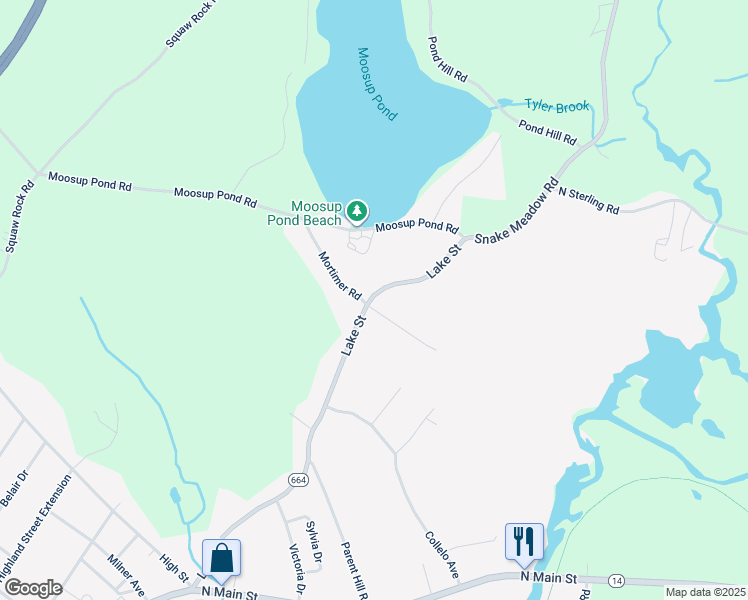 map of restaurants, bars, coffee shops, grocery stores, and more near 2 Mortimer Road in Plainfield