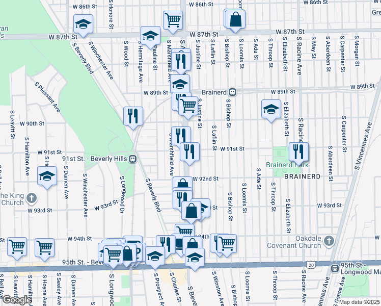 map of restaurants, bars, coffee shops, grocery stores, and more near in Chicago
