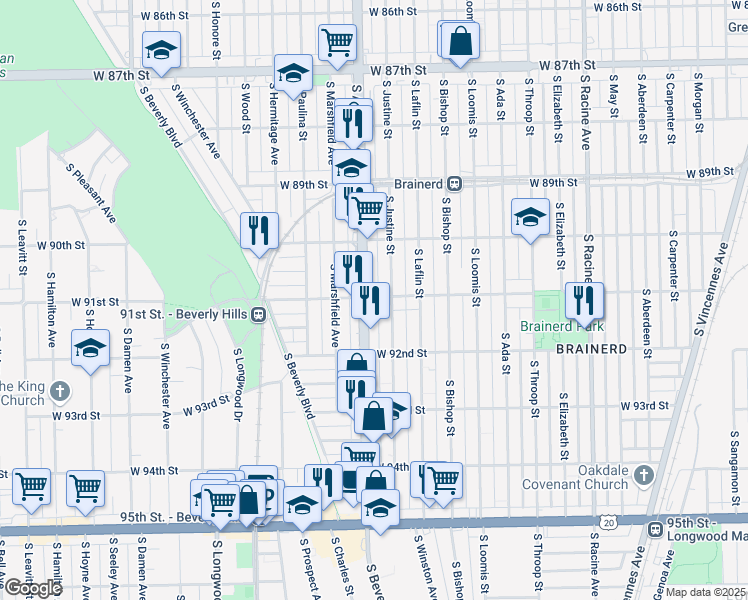 map of restaurants, bars, coffee shops, grocery stores, and more near in Chicago