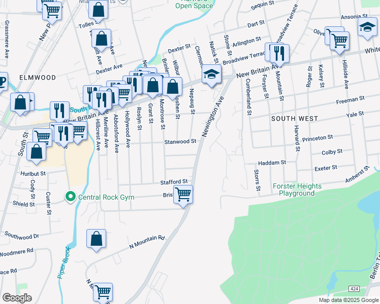 map of restaurants, bars, coffee shops, grocery stores, and more near 12 Windham Street in Hartford