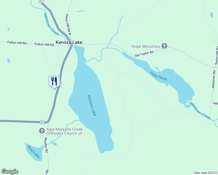 map of restaurants, bars, coffee shops, grocery stores, and more near 250 Kenoza Trail in Kenoza Lake