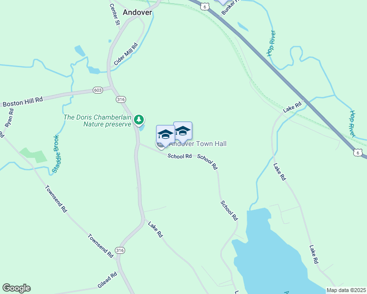 map of restaurants, bars, coffee shops, grocery stores, and more near 35 School Road in Andover