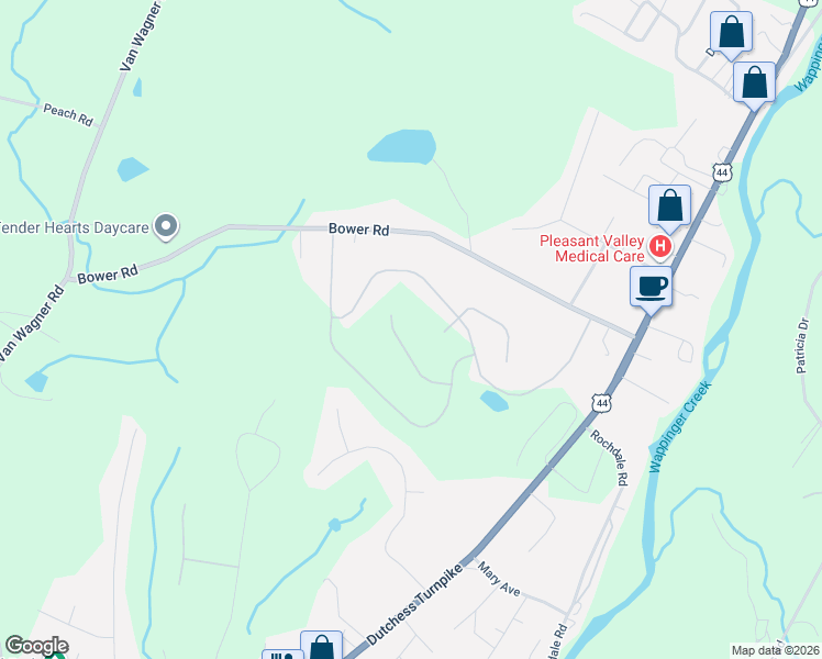 map of restaurants, bars, coffee shops, grocery stores, and more near 14 Bard Court in Poughkeepsie