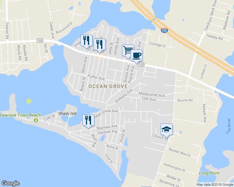 map of restaurants, bars, coffee shops, grocery stores, and more near 126 Pinehurst Avenue in Swansea