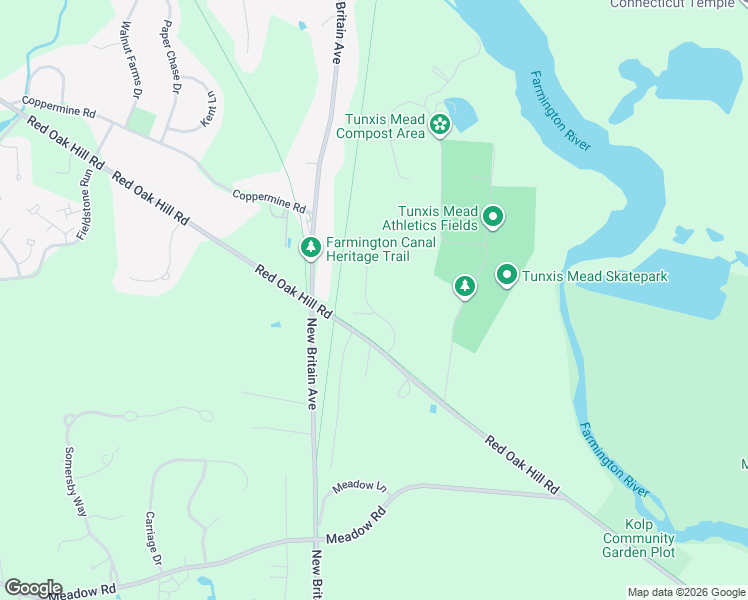 map of restaurants, bars, coffee shops, grocery stores, and more near 26 Penfield Place in Farmington