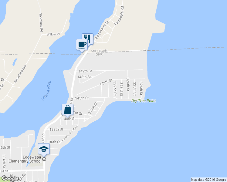 map of restaurants, bars, coffee shops, grocery stores, and more near 6025 322nd St in Toledo
