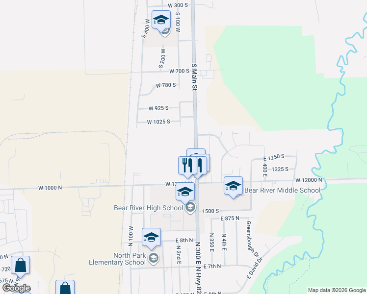 map of restaurants, bars, coffee shops, grocery stores, and more near 1172 South 100 West in Garland