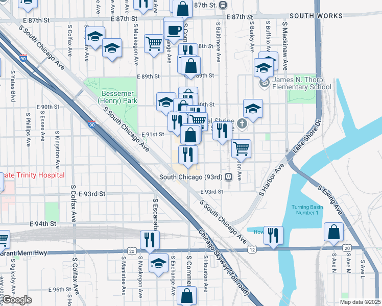 map of restaurants, bars, coffee shops, grocery stores, and more near in Chicago