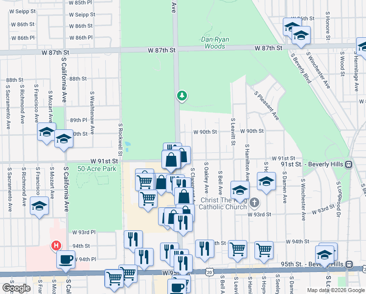 map of restaurants, bars, coffee shops, grocery stores, and more near in Chicago