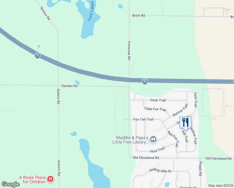 map of restaurants, bars, coffee shops, grocery stores, and more near Blue Winged Trl in South Bend