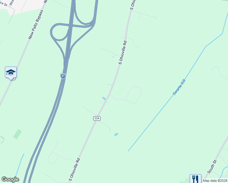 map of restaurants, bars, coffee shops, grocery stores, and more near 1 Terbar Loop in New Paltz