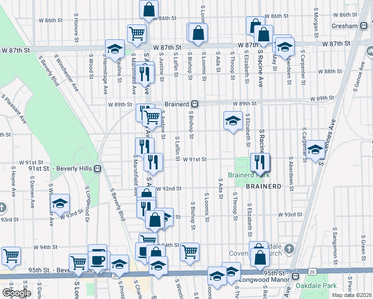map of restaurants, bars, coffee shops, grocery stores, and more near in Chicago