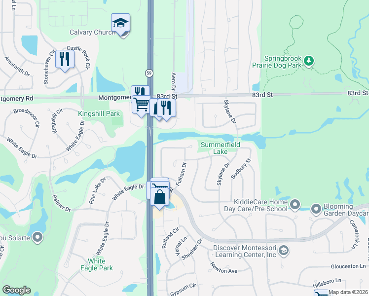 map of restaurants, bars, coffee shops, grocery stores, and more near 2018 Fulham Drive in Naperville