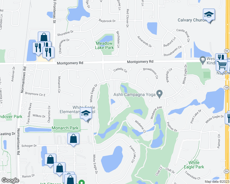 map of restaurants, bars, coffee shops, grocery stores, and more near 1508 Aberdeen Court in Naperville