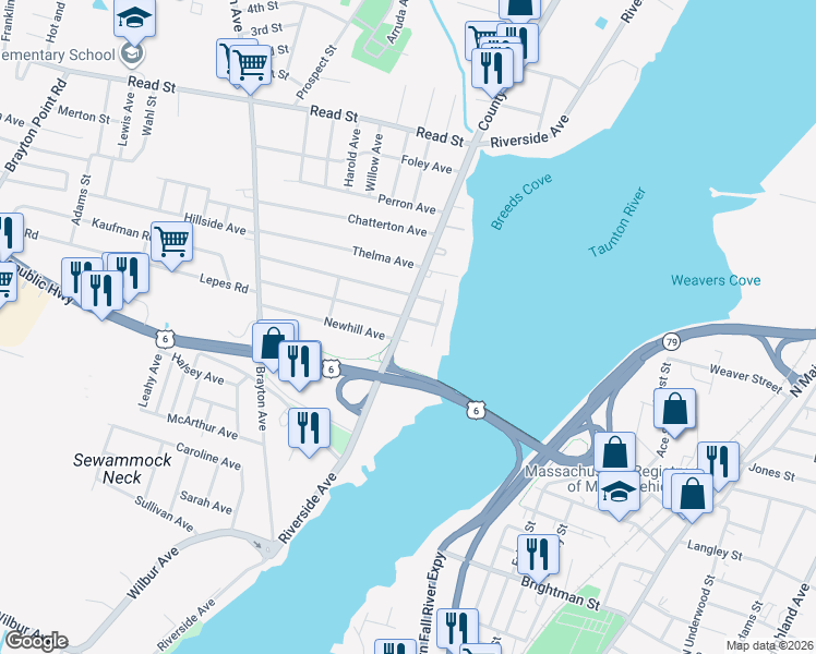 map of restaurants, bars, coffee shops, grocery stores, and more near 106 Westhill Avenue in Somerset