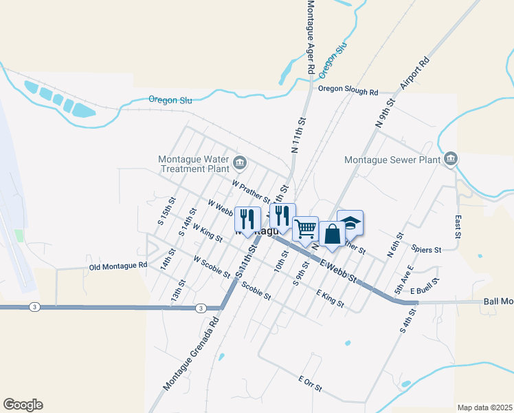 map of restaurants, bars, coffee shops, grocery stores, and more near 172-198 West Prather Street in Montague