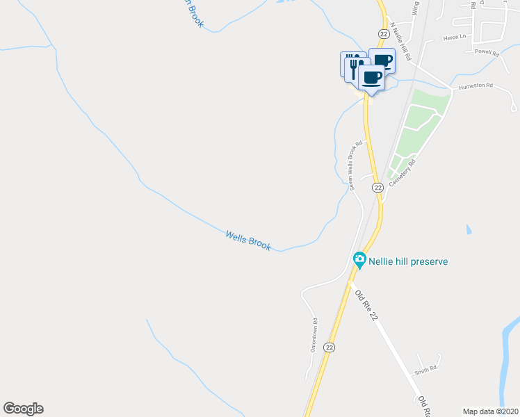 map of restaurants, bars, coffee shops, grocery stores, and more near 22 Oniontown Road in Dover Plains