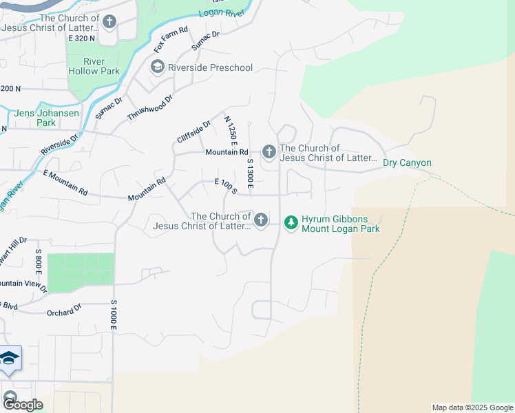 map of restaurants, bars, coffee shops, grocery stores, and more near 1298 Eastridge Circle in Logan