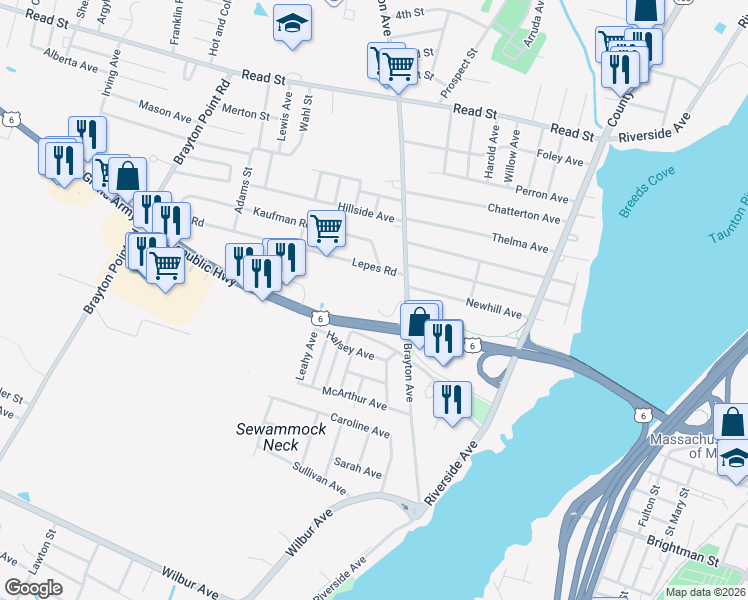 map of restaurants, bars, coffee shops, grocery stores, and more near 527 Brayton Avenue in Somerset