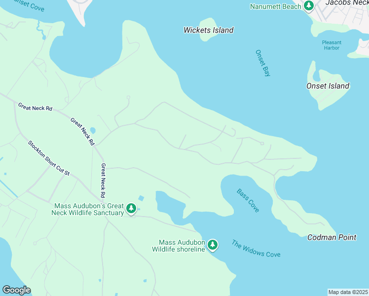 map of restaurants, bars, coffee shops, grocery stores, and more near 2 Checkerberry Lane in Wareham