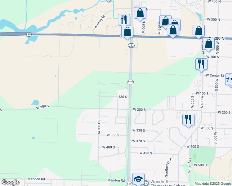map of restaurants, bars, coffee shops, grocery stores, and more near 1135 130 South in Logan