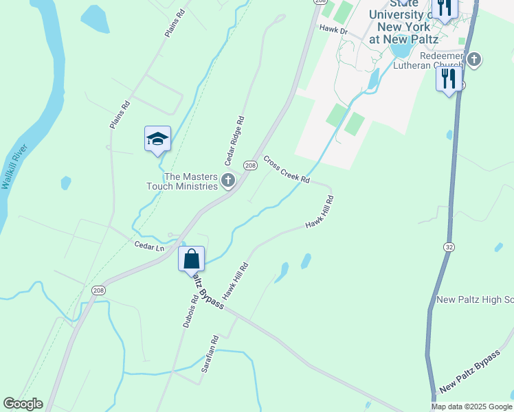 map of restaurants, bars, coffee shops, grocery stores, and more near 7 Chelsea Court in New Paltz