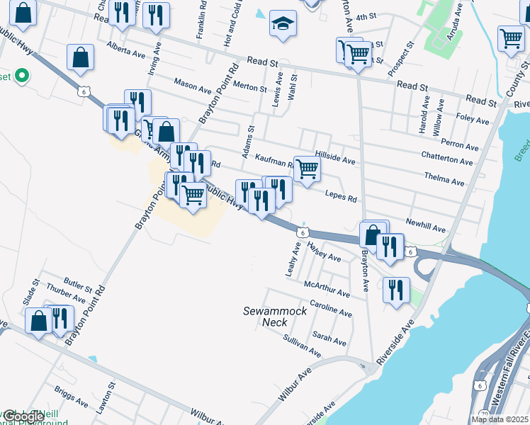map of restaurants, bars, coffee shops, grocery stores, and more near 600 Grand Army of the Republic Highway in Somerset