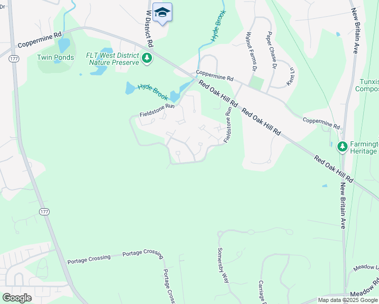 map of restaurants, bars, coffee shops, grocery stores, and more near 1 Field Rock Road in Farmington