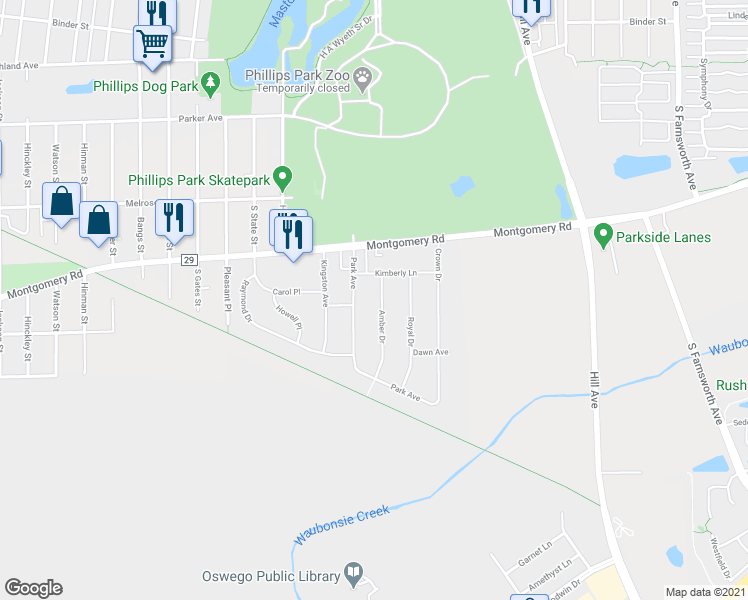 map of restaurants, bars, coffee shops, grocery stores, and more near 1313 Amber Drive in Montgomery